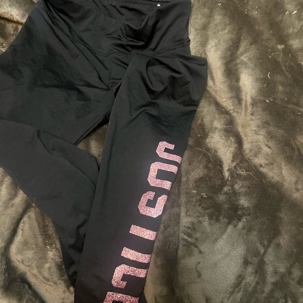 Justice Black2 para  Girls' Leggings with Pink Glitter Logo and rainbow logo